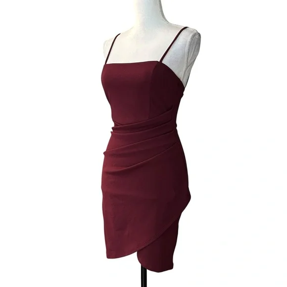 Windsor Play It Cool Crepe Mini Dress Women’s SZ Small Burgundy Fall NEW - Picture 4 of 9